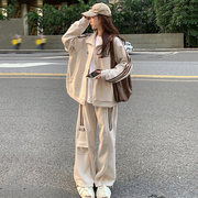 韩版宽松显瘦美式卫衣运动套装，女春秋季学生跑步时尚，休闲两件套潮