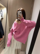 柔软糯叽叽V领设计套头毛衣韩国风毛绒绒甜美可爱温暖粉色蓝色黄