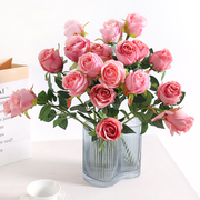 仿真花假花欧式保加利亚玫瑰，家居客厅摆设餐桌花瓶插花摆件