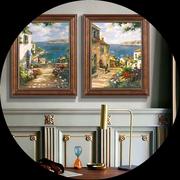 美式装饰画餐厅壁画客厅沙发背景墙油画饭厅两联竖版复古欧式挂画