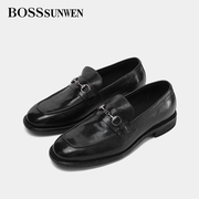 bosssunwen博斯·绅威袋鼠皮，舒适软皮乐福鞋，商务正装皮鞋婚鞋男