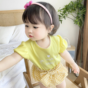 ins韩版婴幼儿衣服女宝宝上衣夏季短袖女童洋气T恤花苞裤两件套装