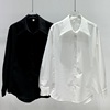 白色衬衫男2023韩版高级感廓形休闲百搭简约纯色免烫长袖衬衣