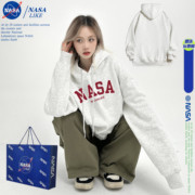 NASA联名美式纯棉oversize连帽卫衣女春秋款外套复古港风chic上衣