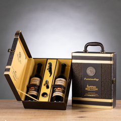 红酒皮盒礼盒葡萄酒包装盒子2只双支装皮盒红酒酒盒皮质皮箱