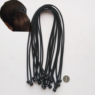 10根黑色发绳镶水钻珠，成人扎头发长，头绳发饰扎马尾彩色橡皮筋头饰