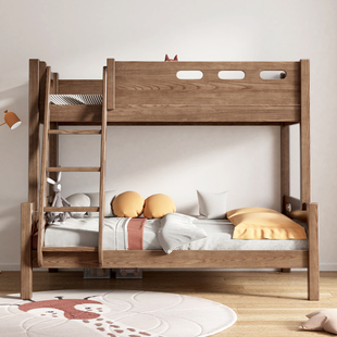 全实木子母床上下床铺双层床高低，床橡木两层木床，美式大人儿童床