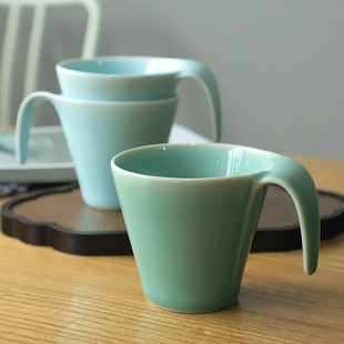 龙泉青瓷茶杯创意陶瓷杯子，家用待客水杯办公杯泡茶杯咖啡杯牛奶杯
