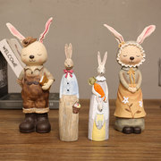创意可爱树脂桌面情侣小兔子，小摆件儿童房间，ins风家居饰品工艺品