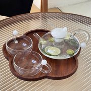 小众设计款ins风玻璃花，茶壶下午茶泡茶套装，水果茶壶耐热功夫茶壶