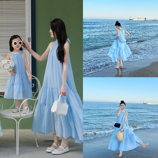 三亚海滩特别的沙滩海边度假明星同款亲子装母女装，高端炸街连衣裙