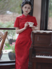 红色旗袍敬酒服新娘中式订婚礼服，连衣裙回门便装结婚高级感改良女