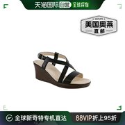 sasdelight交叉带坡跟凉鞋-中号，黑色织带-黑色织带美国奥