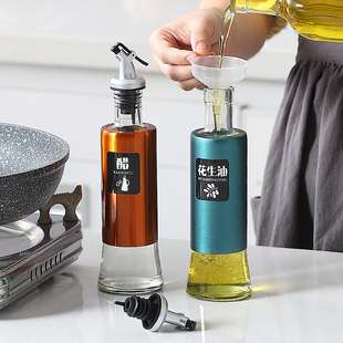 北欧玻璃油壶创意厨房，用品调味瓶罐套装，防漏家用酱油瓶醋瓶不锈钢