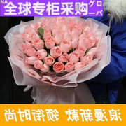 日本七夕情人节合肥鲜花速递同城红香槟玫瑰花束礼盒包河生日