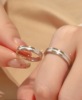 纯银戒指s999足银一对情侣对戒小众设计高级感活口调节送女友礼物