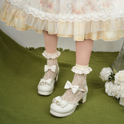 大码424446lo洛丽塔鞋蝴蝶结蕾丝，鞋学生珍珠，包头甜美可爱公主凉鞋