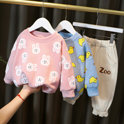 宝宝套装春装七7八九十个月0-1一3两三2周岁半女童卫衣婴儿衣服潮