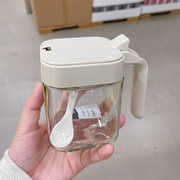厨房调料盒玻璃盐罐带勺子调料罐家用勺盖分离调味瓶组合套装