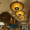 东南亚吸顶灯日式复古客厅卧室茶室餐厅走廊泰式创意木皮圆形灯饰