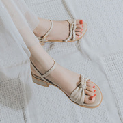 今年流行的法式绝美凉鞋女款夏季百搭中跟配裙子夏天鞋子粗跟
