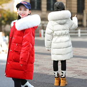 巴拉中大童女童，羽绒服韩版加厚中长款2023洋气冬季免洗外套