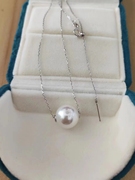 女万能针式925纯银大圆珍珠项链吊坠路路通精致锁骨转运珠穿心链