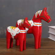 手绘红马摆件瑞典达拉木马红色木质，对马家居(马家居)客厅，装饰小z摆设工艺