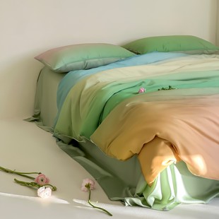 绿光精灵︱高级质感渐变双面天丝四件套夏季凉感裸睡丝滑被套床品