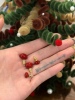 734号圣诞新年珐琅滴釉s925银针，红色豆豆耳钉球形耳环