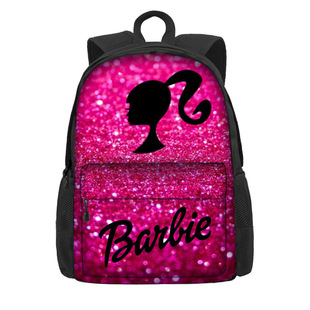 跨境barbie芭比公主学生书包，大容量双层前袋背包户外双肩包