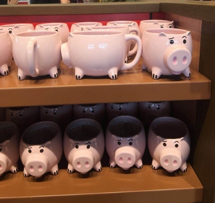 上海迪士尼国内玩具总动员粉色小猪火腿马克杯陶瓷杯水杯杯子