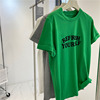 字母绿色短袖t恤女2023夏季宽松显瘦设计感圆领体恤上衣小众