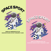 潮牌创意宇航员足球字母热转印t恤卫衣，辅料贴柯式过粉印花烫画贴