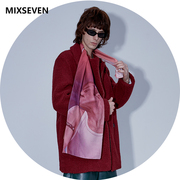 mixseven原创设计丝巾狂想曲主题，印花复古轻薄柔软霓虹紫微围巾潮