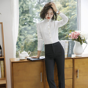 xxn652秋装韩版ol职业衬衫女长袖立领修身打底女士，衬衣一件