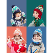 柠檬宝宝帽子围巾两件套儿童女童，冬季可爱超萌婴幼儿一体围脖护耳