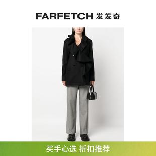 Pinko女士荷叶边双排扣羊毛混纺外套FARFETCH发发奇