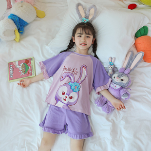 儿童睡衣夏季薄款纯棉短袖可爱卡通米奇女童星黛露男童家居服套装
