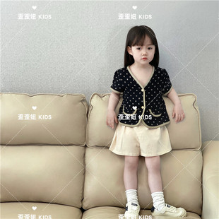 5折儿童衬衫2023夏韩版洋气波点短袖韩版休闲外套女童