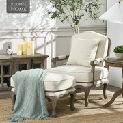 美式法式欧式乡村风格北美白橡木藤面布艺，软包沙发实木复古沙发椅