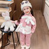 女童兔子卫衣加绒套装，2023女宝宝冬装，洋气时髦加厚保暖三件套