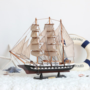 销木质帆船模型，地中海风格家居装饰摆件，工艺船