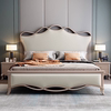 现代轻奢美式实木床1.5米简约欧式婚床1.8米主卧双人大床软靠储物
