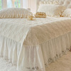 公主风牛奶绒夹棉床盖三件套高级感纯色珊瑚绒加厚带花边床单冬季