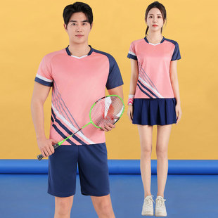 夏季羽毛球上衣男速干短袖，女气排球比赛训练服定制乒乓球运动套装