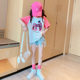 女童夏装套装2022韩版洋气中大童夏季网红炸街短袖短裤两件套