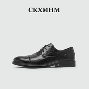 ckxmhm春夏季男士正装鞋高端名牌休闲鞋纯黑英伦商务尖头皮鞋