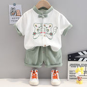 婴儿衣服中国风男宝宝夏季短袖，唐装套装1一3岁汉服分体棉麻夏装潮