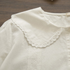 雾里韩版复古法式娃娃领蕾丝花边长袖，衬衫女秋季新打底(新打底)白色衬衣